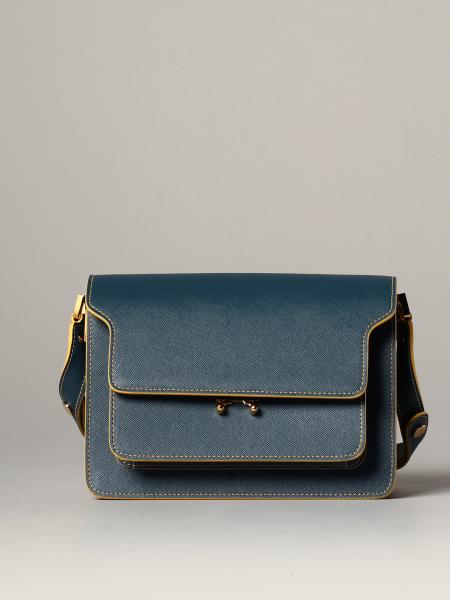 MARNI: Trunck shoulder bag in saffiano leather - Petroleum Blue | Marni ...