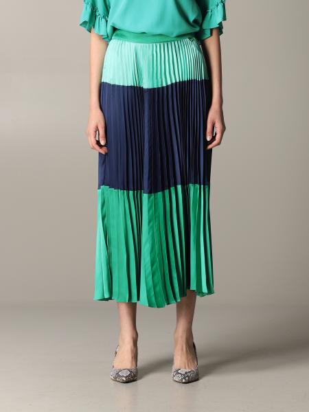 Twinset Outlet Twin Set Pleated Skirt With Colored Bands Green Twinset Skirt 201tp2313 