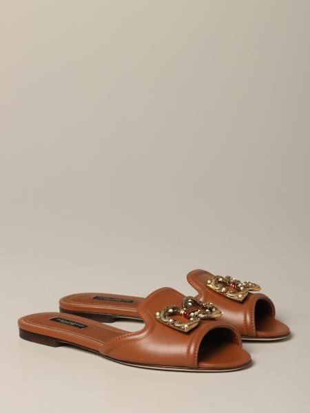 Dolce & Gabbana leather sandal with DG monogram | Flat Sandals Dolce ...