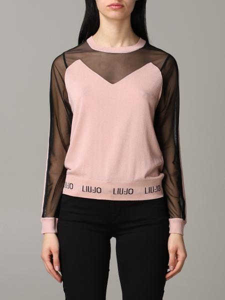 Liu Jo Outlet: bi-material sweater with logo | Sweater Liu Jo Women