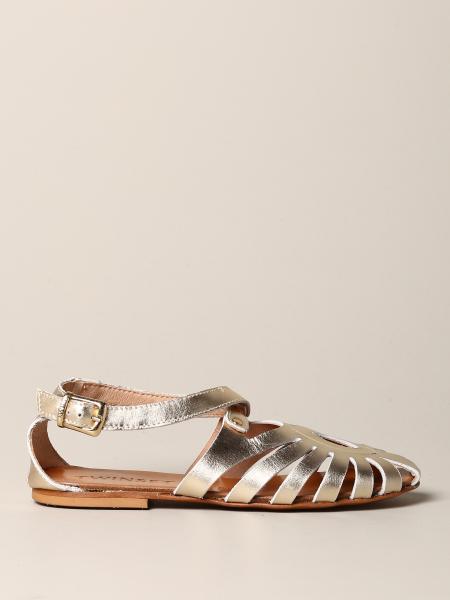Twin-set flat sandal in laminated leather