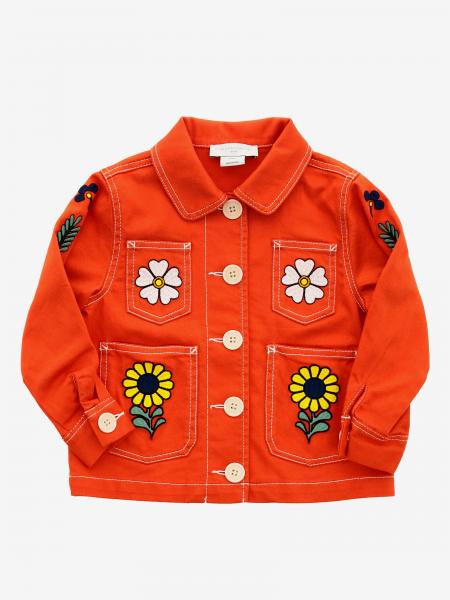 Stella Mccartney Outlet: denim jacket with floral embroidery - Red ...