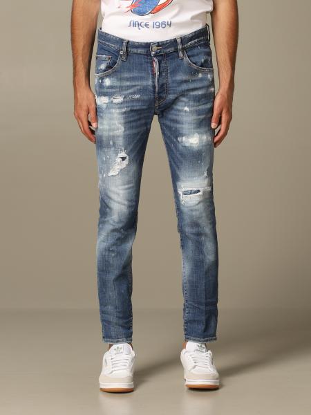 Dsquared2 jeans in used denim with maxi breaks