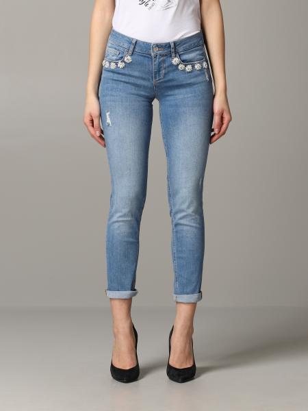 Jo Outlet: jeans with flowers - Denim | jeans UA0006D4439 on GIGLIO.COM
