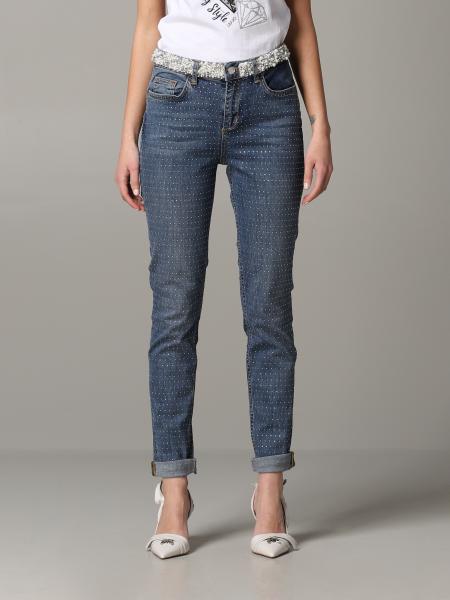 Jo Outlet: jeans rhinestones and pearls - | Liu Jo jeans UA0028D4128 online on