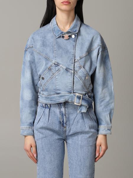 Hectare Verstrooien Inspectie Liu Jo Outlet: denim jacket with buckle and jewel application - Denim | Liu  Jo jacket FA0161D4496 online on GIGLIO.COM