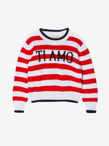 Alberta Ferretti Junior striped sweater with the inscription I love you