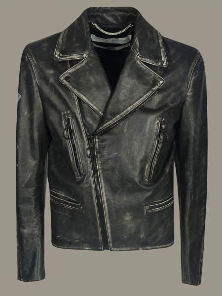 White leather jacket with back print 