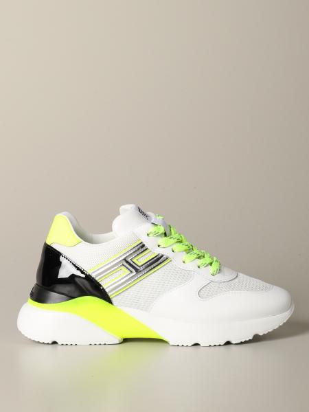 Hogan sneakers in leather and macro mesh with elongated H
