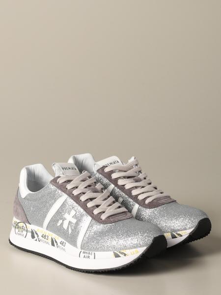 Premiata Outlet: Sneakers Conny in camoscio e glitter - Argento | Sneakers Premiata  CONNY 4506 GIGLIO.COM
