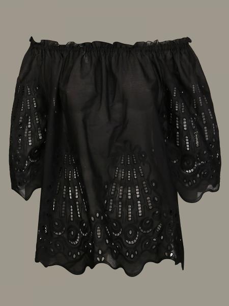 Alberta Ferretti Outlet: top with embroidery - Black | Alberta Ferretti ...