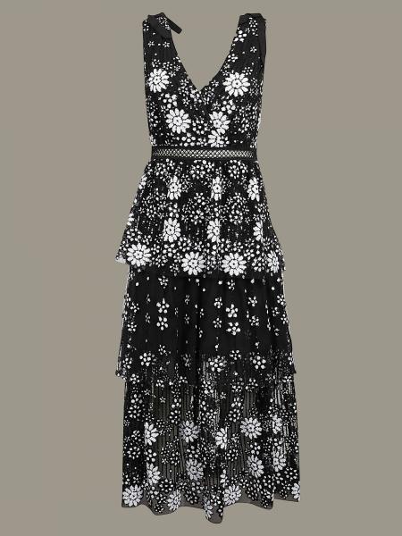 Self-Portrait Outlet: dress with floral embroidery - Black | Self-Portrait  dress RS20087 online on GIGLIO.COM