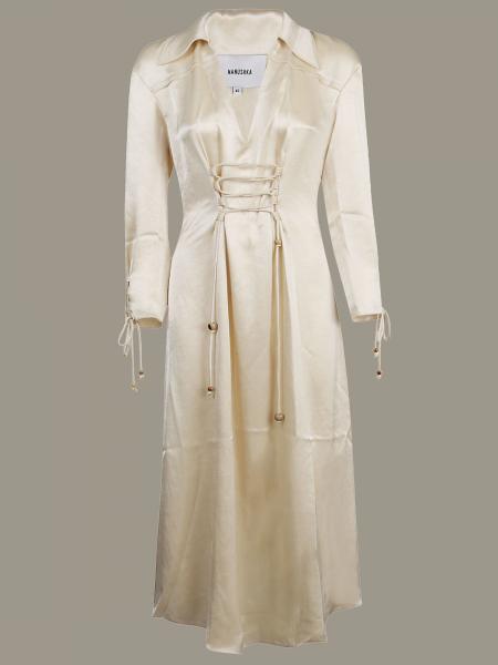 Robe Nanushka à manches longues avec criss cross