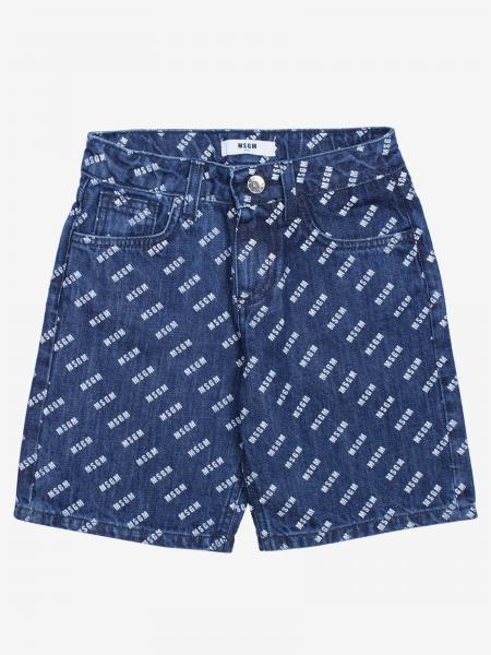 Msgm Kids logo牛仔短裤