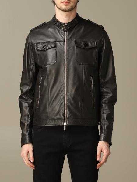 Alessandro Dell'acqua Outlet: leather jacket with zip - Brown ...