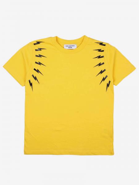 Neil Barrett Outlet: t-shirt with lightning print - Yellow | Neil ...