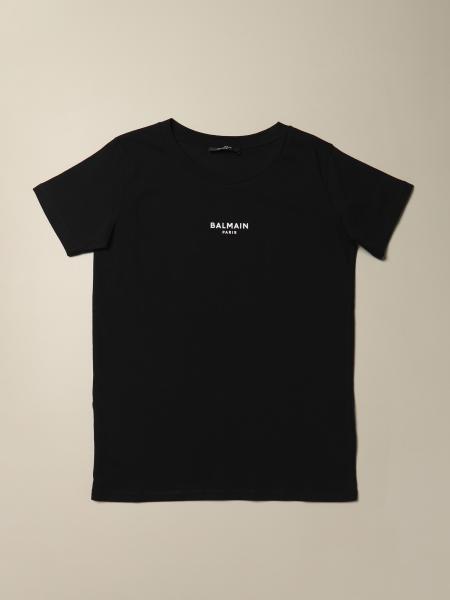 BALMAIN: cotton T-shirt with mini logo - Black | Balmain t-shirt 6N8031 ...