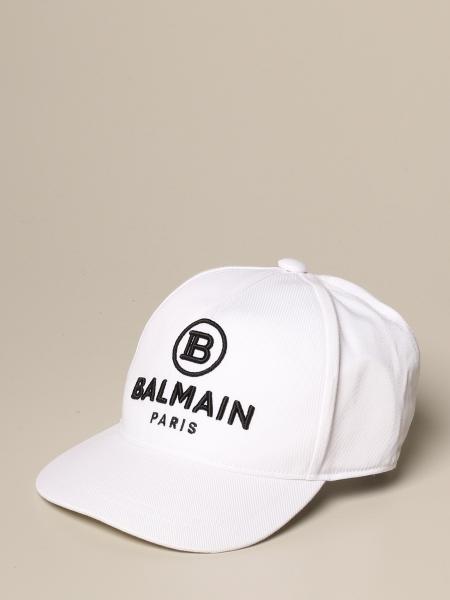 BALMAIN: cotton baseball cap - White | Balmain girls' hats 6N0557 NX530 ...