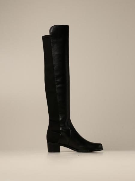 Stuart Weitzman Outlet: Reserve boot in nappa and fabric - Black ...