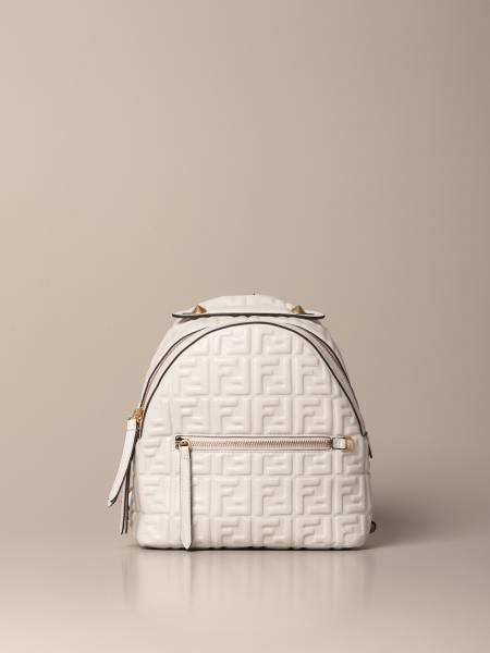 FENDI: leather backpack with embossed 
