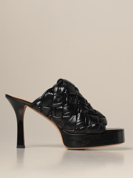 BOTTEGA VENETA: BV Board sandals in shiny nappa - Black