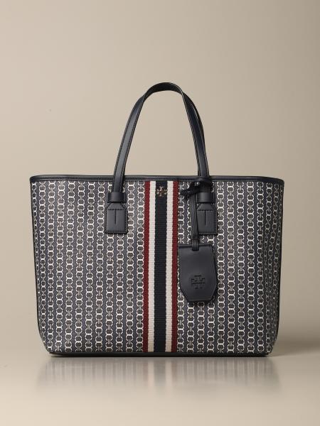 TORY BURCH: Gemini link bag in textured canvas - Blue | Tory Burch tote bags  53304 online on 