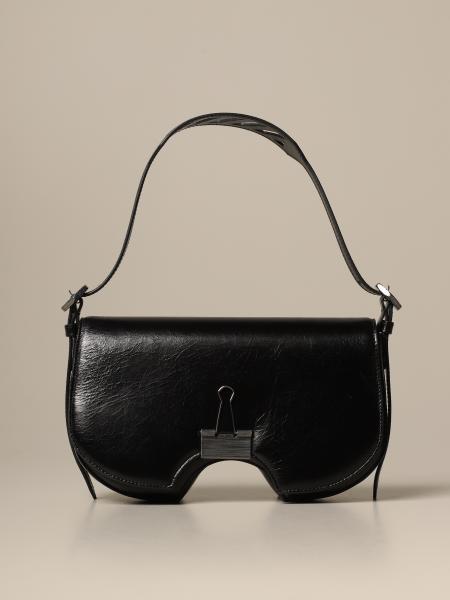 Black Off White Binder Clip Leather Crossbody Bag