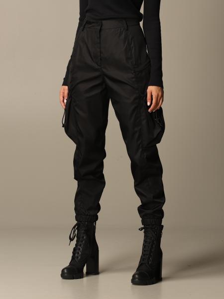 PRADA: nylon trousers with pockets | Pants Prada Women Black | Pants ...