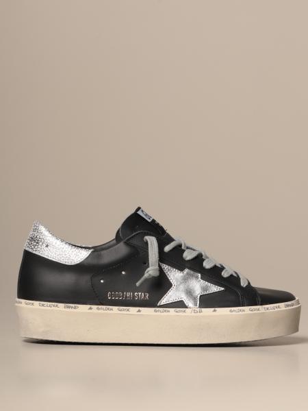 GOLDEN GOOSE: Hi Star sneakers in smooth and laminated leather - Black ...