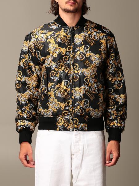 VERSACE JEANS COUTURE: reversible bomber jacket with baroque pattern - Black | Versace Jeans Couture C1GZA9C725131 online on GIGLIO.COM
