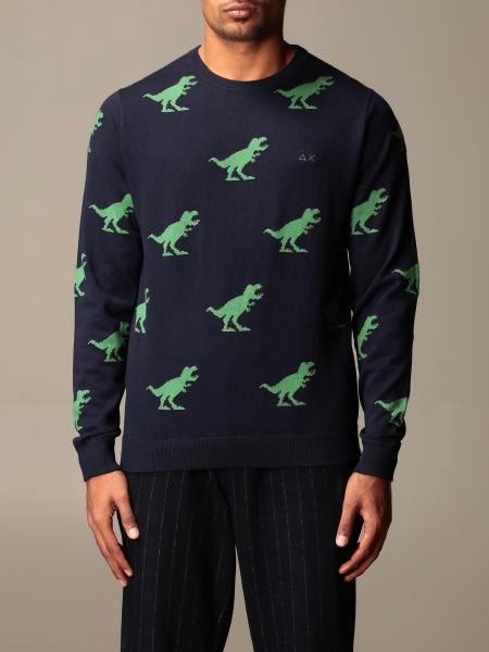 Sun 68 Outlet: crew-neck sweater with all-over lightning - Blue | Sun