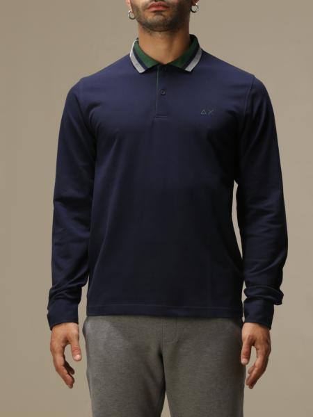 Sun 68 basic polo shirt with striped collar