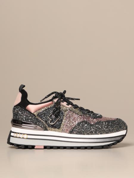 LIU JO: platform sneakers in glitter fabric - Multicolor | Liu Jo ...