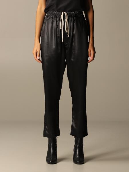 RICK OWENS: jogging trousers in synthetic leather - Black | Rick