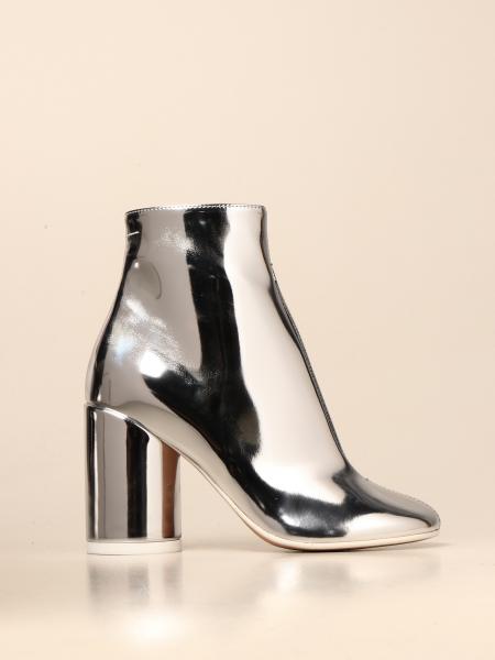 Mm6 Maison Margiela Outlet: Tabi Maison Margiela ankle boot in metallic leather | Flat Booties