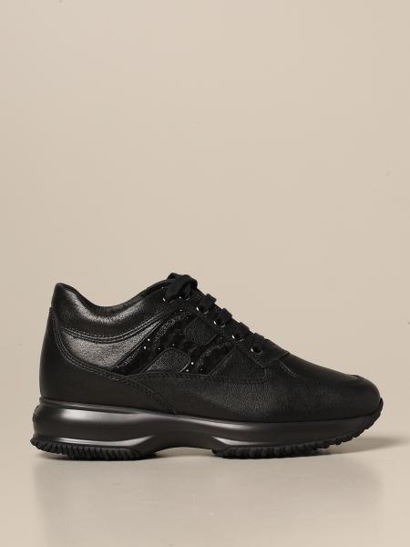 Interactive Hogan sneakers in leather with rhinestone glitter H