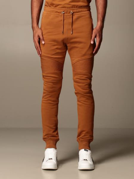 BALMAIN: cotton jogging trousers - Camel | Balmain pants on