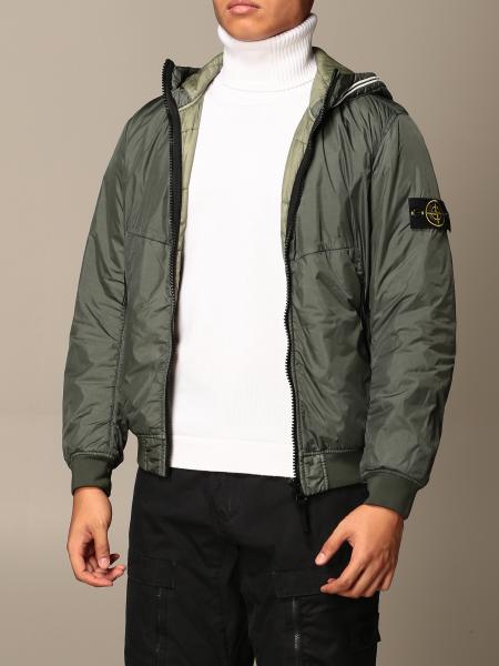 stone island zip moletom com capuz green