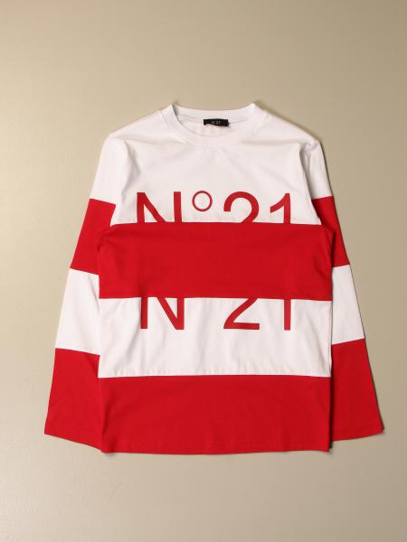 N° 21 Outlet: N ° 21 Crew Neck Sweater With Logo Bands - White 