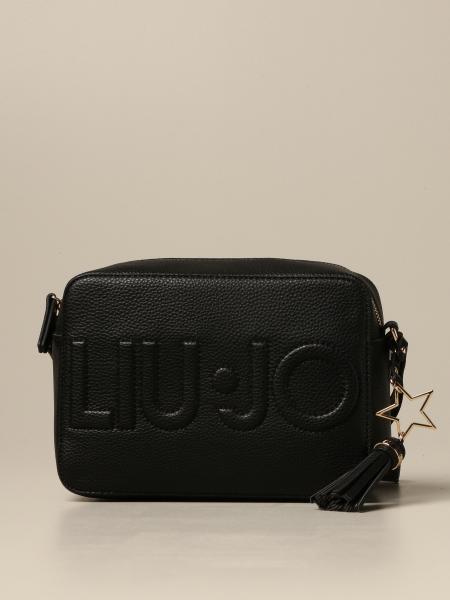 LIU JO: shoulder bag in synthetic leather with embossed logo - Black ...