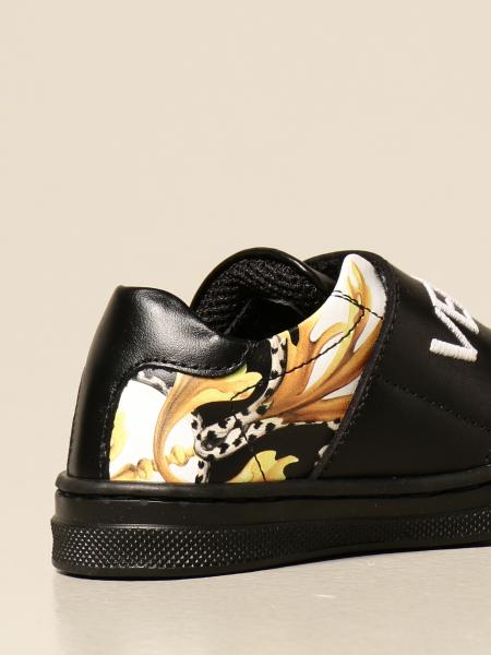 Young Versace Versace Young Sneakers In Leather With Baroque Print Shoes Young Versace Kids Black Shoes Young Versace Ygx00028yb00340 Giglio En