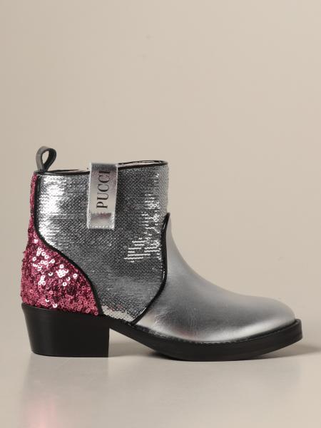 Emilio Pucci: Emilio Pucci ankle boot in laminated leather with sequins