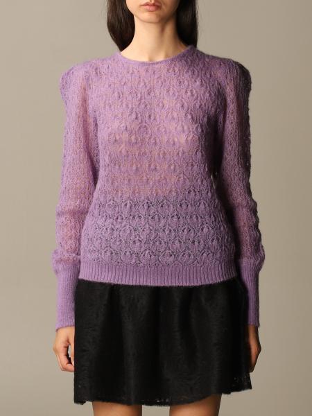 ALBERTA FERRETTI: sweater in virgin wool and mohair - Burgundy ...