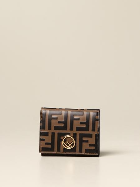 FENDI: leather wallet with embossed FF logo - Black | Fendi wallet ...