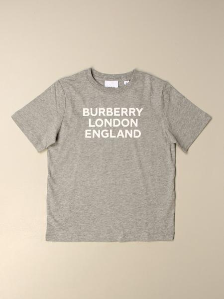 BURBERRY: T-shirt with London England print - Grey | Burberry t