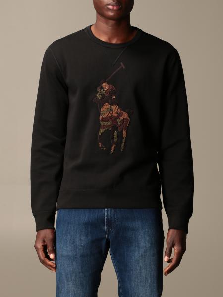 Polo Ralph Lauren Outlet: crewneck sweatshirt with camouflage logo - Black  | Polo Ralph Lauren sweatshirt 710766862 online on 