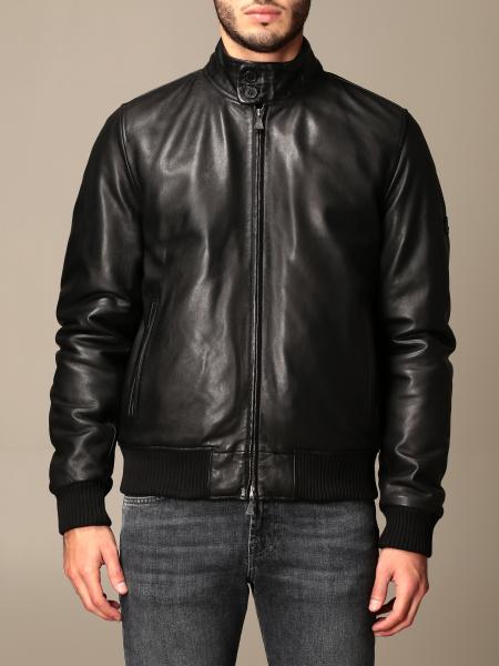 Roy Rogers Outlet: leather bomber jacket with zip - Black | Roy Rogers ...