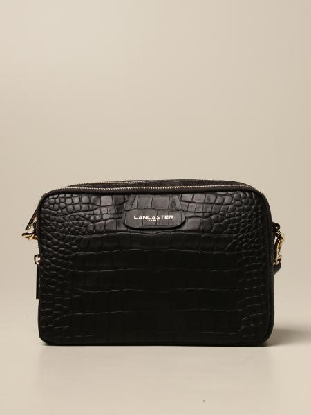 LANCASTER PARIS: brick bag in crocodile print leather - Black ...