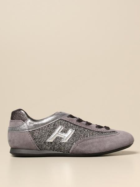 Hogan Outlet: sneakers in suede with - Grey | Hogan oxford shoes HXW0520BH61 O6Z online on GIGLIO.COM
