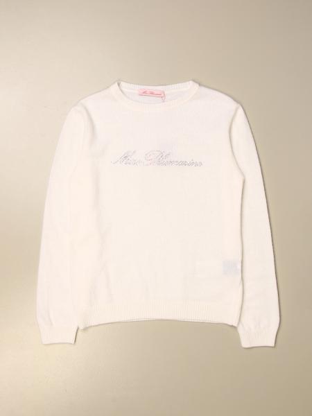 Maglia a girocollo Miss Blumarine in misto cashmere con logo di strass